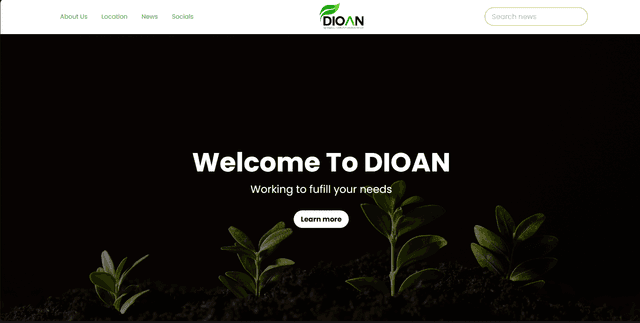 Screenshot of front page